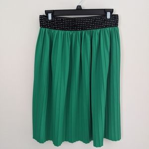 Green Pleated Skirt